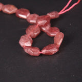 20pcs Strawberry Quartz Faceted Slab Nugget Loose Beads