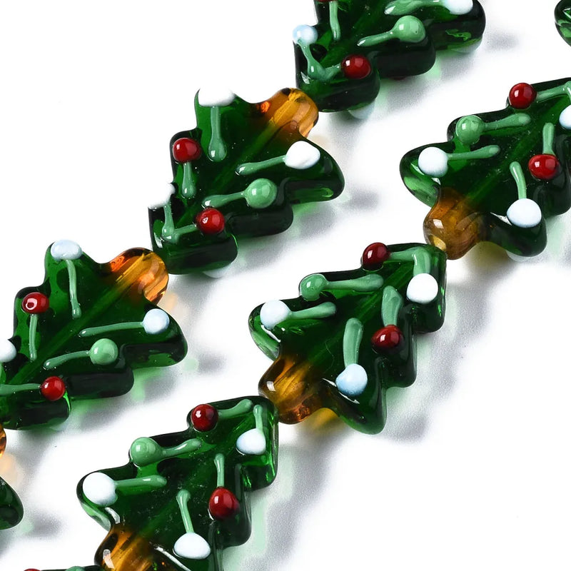 20pcs Lampwork Beads Christmas Tree Spacer Beads for Jewelry Making