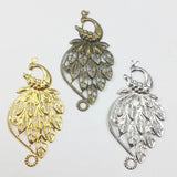 20pcs 37x71mm Metal Filigree Phoenix Wraps Charms, Embellishment Scrap