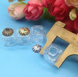 20pcs 13*13mm Glass Vial Pendants with Metal Cap, Clear Ice Cubes Small Box