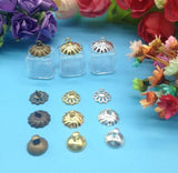 20pcs 13*13mm Glass Vial Pendants with Metal Cap, Clear Ice Cubes Small Box