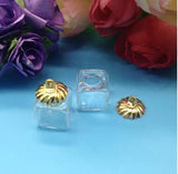 20pcs 13*13mm Glass Vial Pendants with Metal Cap, Clear Ice Cubes Small Box