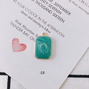 20pcs Alloy Square Red Earring Pendant DIY Accessories