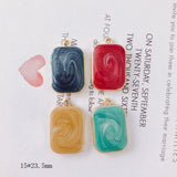20pcs Alloy Square Red Earring Pendant DIY Accessories