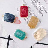 20pcs Alloy Square Red Earring Pendant DIY Accessories