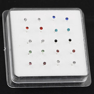 925 Silver Crystal Nose Studs Round Crystal & Silver Nose Rings Crystal
