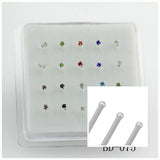 925 Silver Crystal Nose Studs Round Crystal & Silver Nose Rings Crystal
