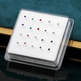 925 Silver Crystal Nose Studs Round Crystal & Silver Nose Rings Crystal