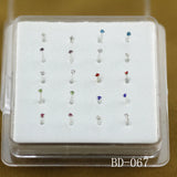 925 Silver Crystal Nose Studs Round Crystal & Silver Nose Rings Crystal