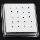 925 Silver Crystal Nose Studs Round Crystal & Silver Nose Rings Crystal