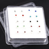 925 Silver Crystal Nose Studs Round Crystal & Silver Nose Rings Crystal