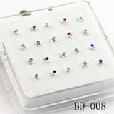20ps Colorful Crystal Zircon Nose Stud Septum Piercing