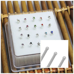 20ps Colorful Crystal Zircon Nose Stud Septum Piercing
