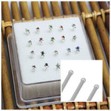 20ps Colorful Crystal Zircon Nose Stud Septum Piercing