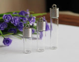 Flat Back Clear Glass Tube + Plug + Cap for Oil Liquid Pendant Findings
