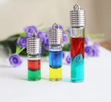 Flat Back Clear Glass Tube + Plug + Cap for Oil Liquid Pendant Findings