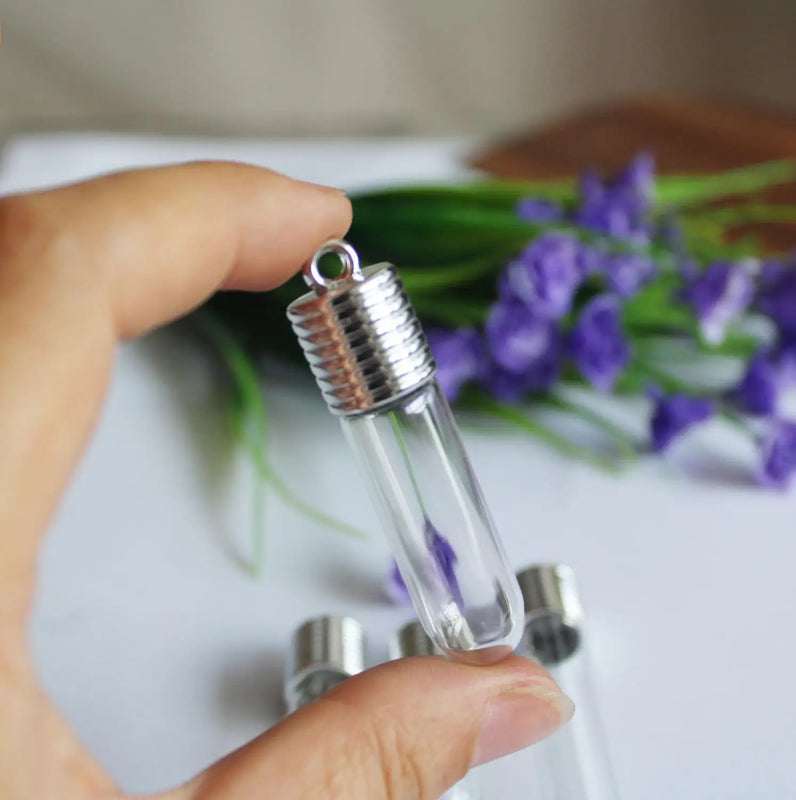 Clear Glass Tube Pendant Findings Set - 15x70mm Size Option