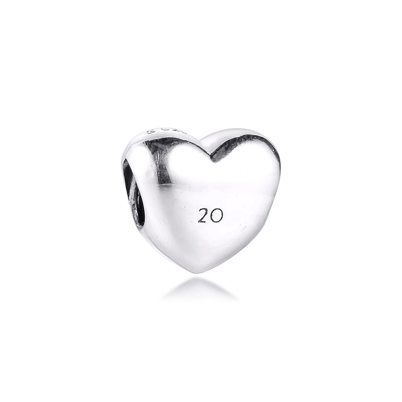 20th Anniversary Silver Heart Bracelet Charm
