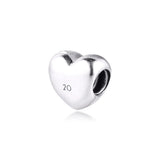 20th Anniversary Silver Heart Bracelet Charm