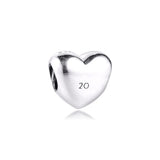20th Anniversary Silver Heart Bracelet Charm
