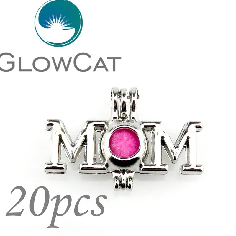 KK588 Letter MOM Beads Cage Oil Diffuser Pendant Jewelry Making Locket