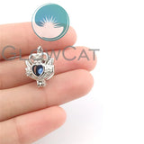 Silver Heart Crown Beads Cage Locket Pendant KK1210