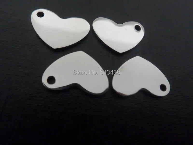 20x Stainless Steel Love Heart Pendant Charms for DIY Jewelry