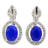 Emerald Sapphire Ruby CZ 925 Silver Stud Earrings