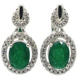 Emerald Sapphire Ruby CZ 925 Silver Stud Earrings