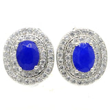Lovely Real Green Emerald Red Ruby Sapphire Engagement Earrings