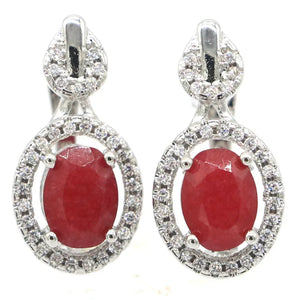 Lovely Real Green Emerald Red Ruby Sapphire Engagement Earrings