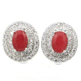 Lovely Real Green Emerald Red Ruby Sapphire Engagement Earrings