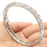 Pink Kunzite Tourmaline Peridot Tanzanite Silver Bangle Bracelet