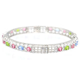 Pink Kunzite Tourmaline Peridot Tanzanite Silver Bangle Bracelet