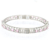 Pink Kunzite Tourmaline Peridot Tanzanite Silver Bangle Bracelet