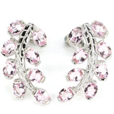 Lovely Leaf Pink Kunzite 925 Sterling Silver Earrings