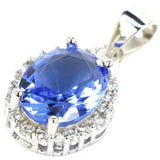 Real 925 Silver Pink Tourmaline Tanzanite Kunzite Wedding Pendant