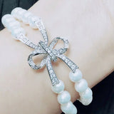 20x28mm High Quality Women's Bow CZ Pearl Bracelet Buckle