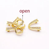 20x28mm High Quality Women's Bow CZ Pearl Bracelet Buckle