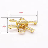 20x28mm High Quality Women's Bow CZ Pearl Bracelet Buckle