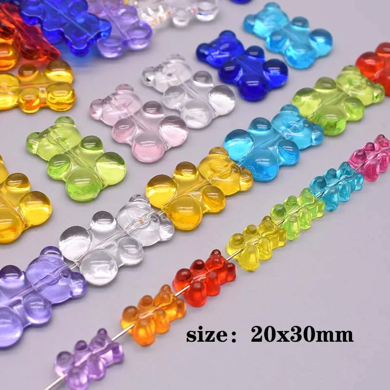 20x30mm Rainbow Bear Acrylic Beads for Jewelry Making