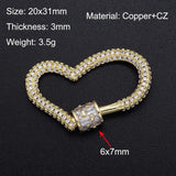 20x31mm CZ Zircon Heart Spiral Lock Hook Necklace Clasp