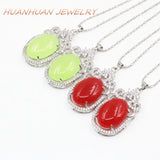 20x35mm Natural Stone Pendant Stainless Steel Necklace Chain Jades Charms Choker