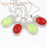 20x35mm Natural Stone Pendant Stainless Steel Necklace Chain Jades Charms Choker