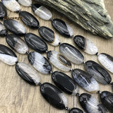 20x40mm Natural Agate Quartz Slice Pendant Beads 9PCS