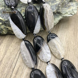 20x40mm Natural Agate Quartz Slice Pendant Beads 9PCS
