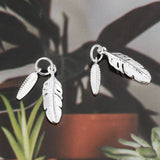 925 Sterling Silver Leaf Feather Connection Charm Pendant for Jewelry Making