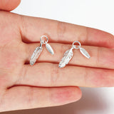 925 Sterling Silver Leaf Feather Connection Charm Pendant for Jewelry Making