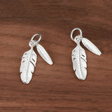 925 Sterling Silver Leaf Feather Connection Charm Pendant for Jewelry Making