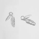 925 Sterling Silver Leaf Feather Connection Charm Pendant for Jewelry Making